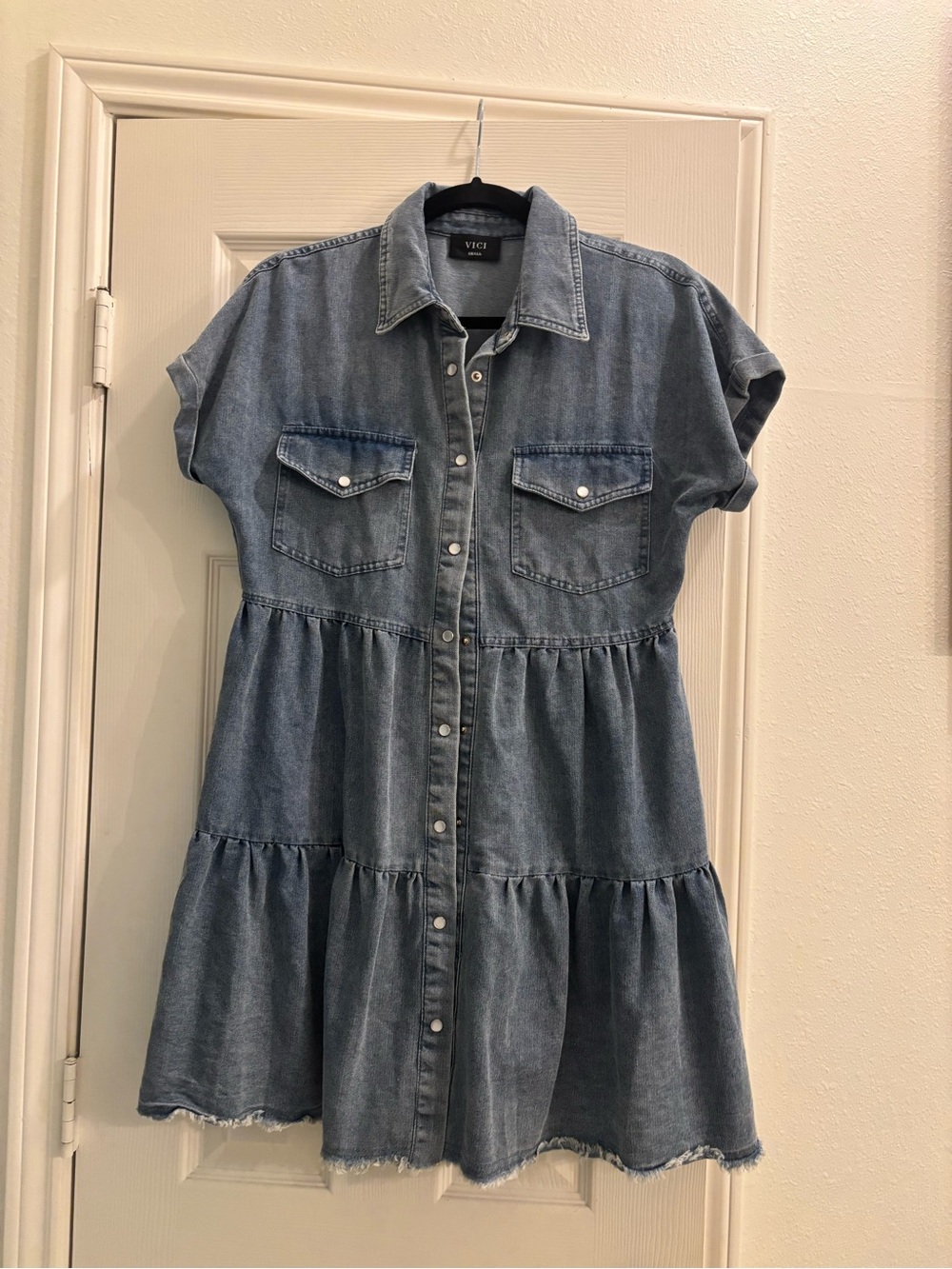 Vici Light Blue Denim Shirt Dress